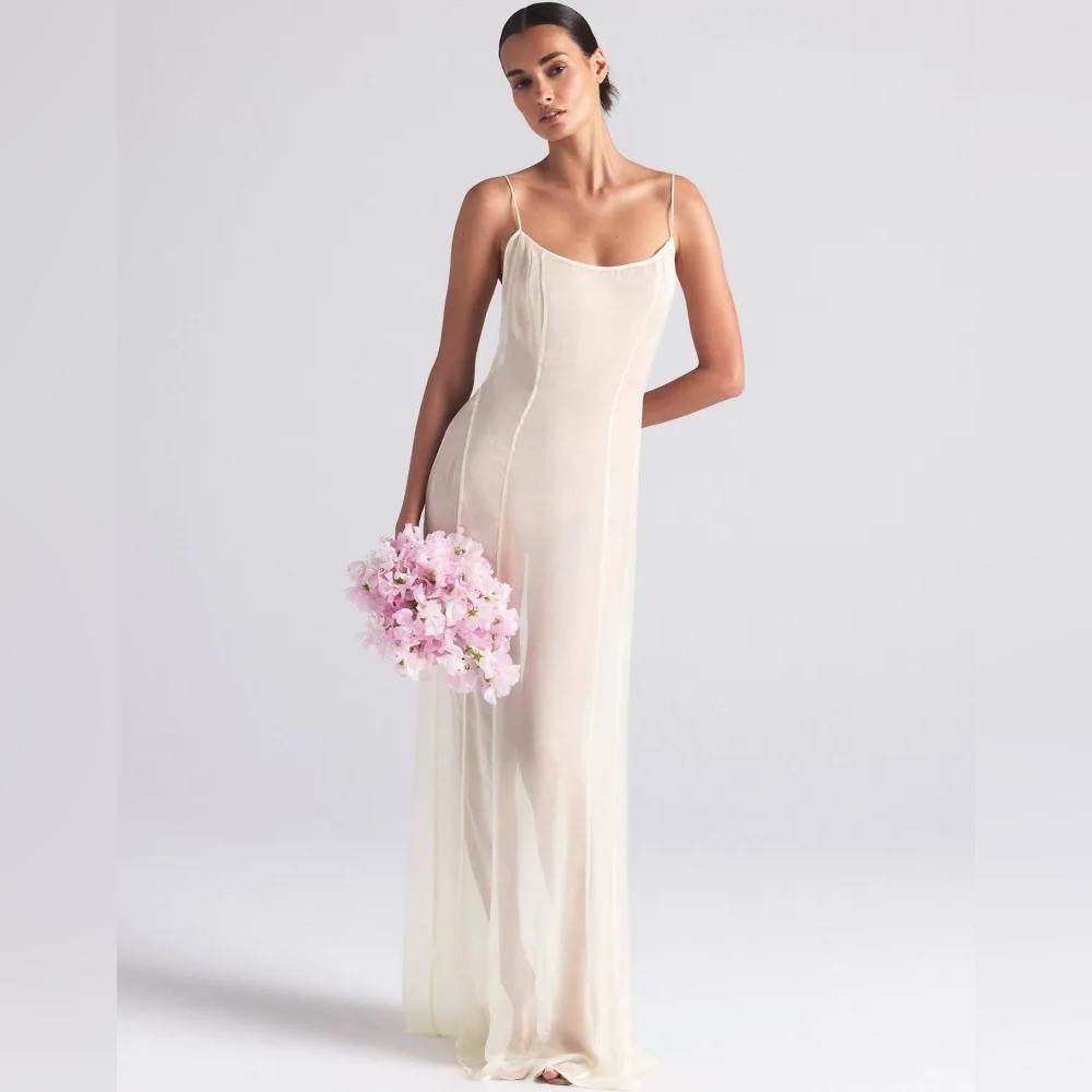 Skims Romance Long Slip Dress - M - Ivory - NWT